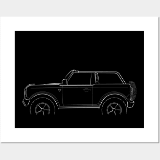 2021 Ford Bronco 2dr - profile stencil, white Posters and Art